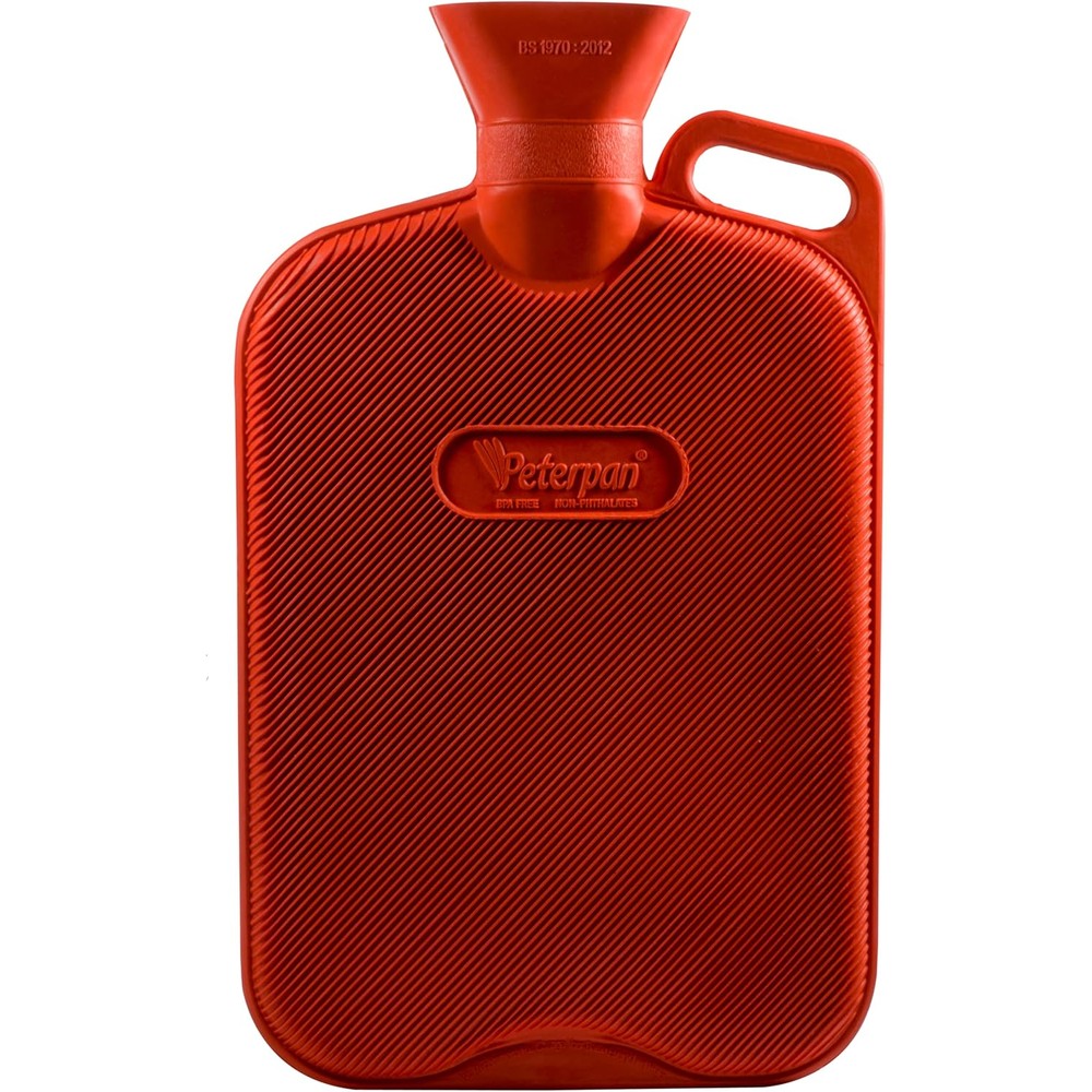 Peterpan extra large red hot water bottle front view