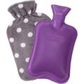 HomeTop Premium Classic Rubber Hot or Cold Water Bottle with soft purple fleece cover