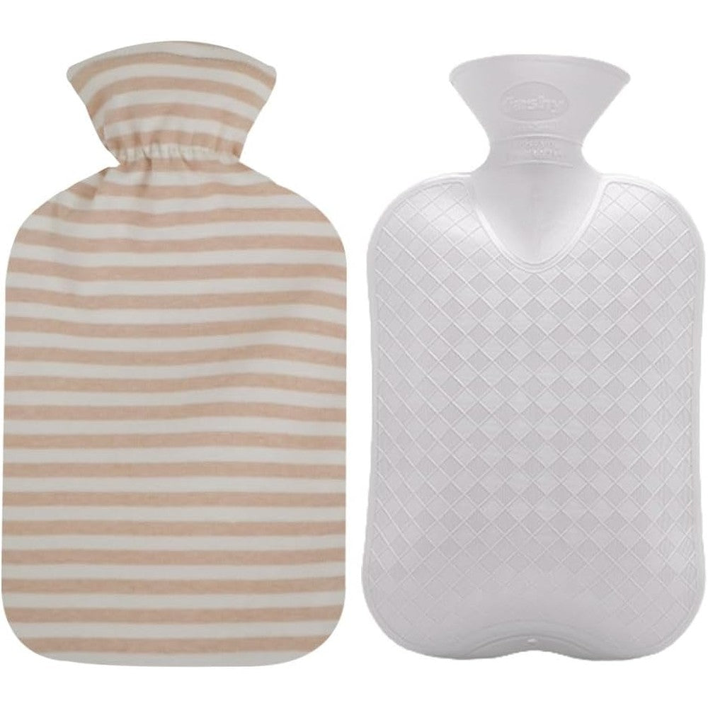 Fashy hot water bottle front view with ivory organic cotton cover
