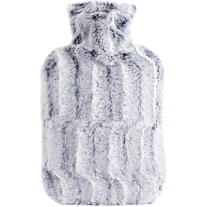 Samply Hot Water Bottle front view showing the light blue furry cover and leak-proof stopper cap.