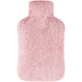 DICEVER hot water bottle front view with pink faux fur cover for pain relief