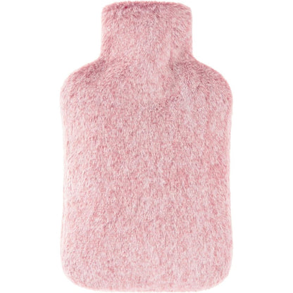 DICEVER hot water bottle front view with pink faux fur cover for pain relief
