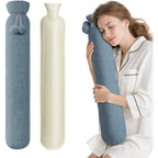 AIKOTOO Rubber Hot Water Bottle with Noble Gray plush cover front view for menstrual cramp relief.