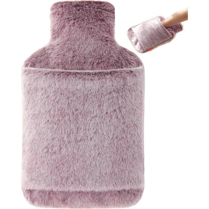 Samply hot water bottle front view showing the transparent pink 2 Litre heating bag.