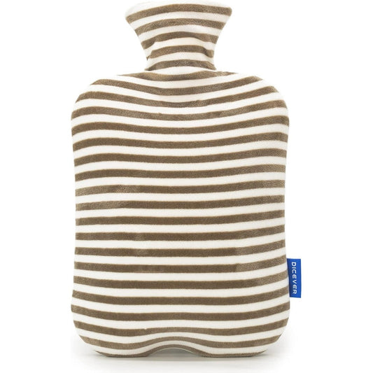 SKOFRI Hot Water Bottle with Soft Cover front view showing the premium gray plush fabric texture and secure white stopper.