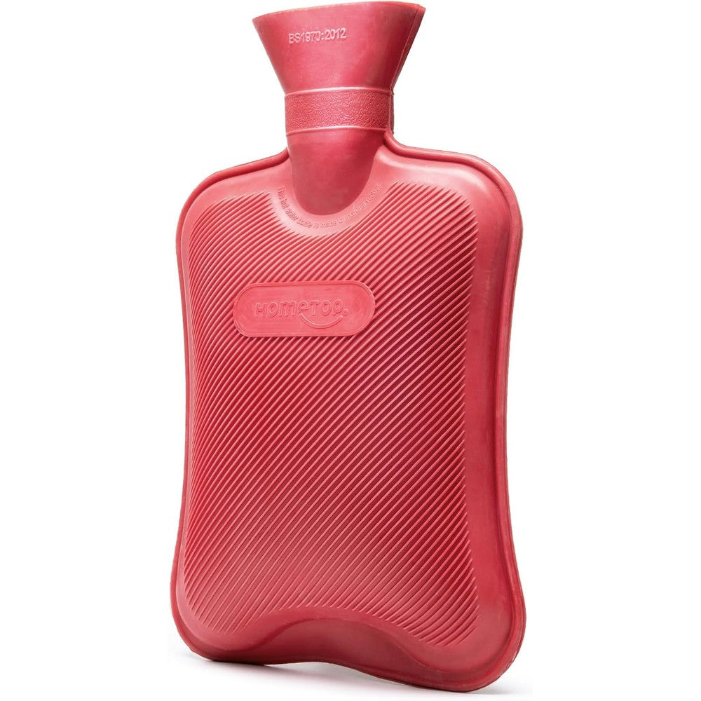 HomeTop Premium Classic Rubber Hot Water Bottle Red front view