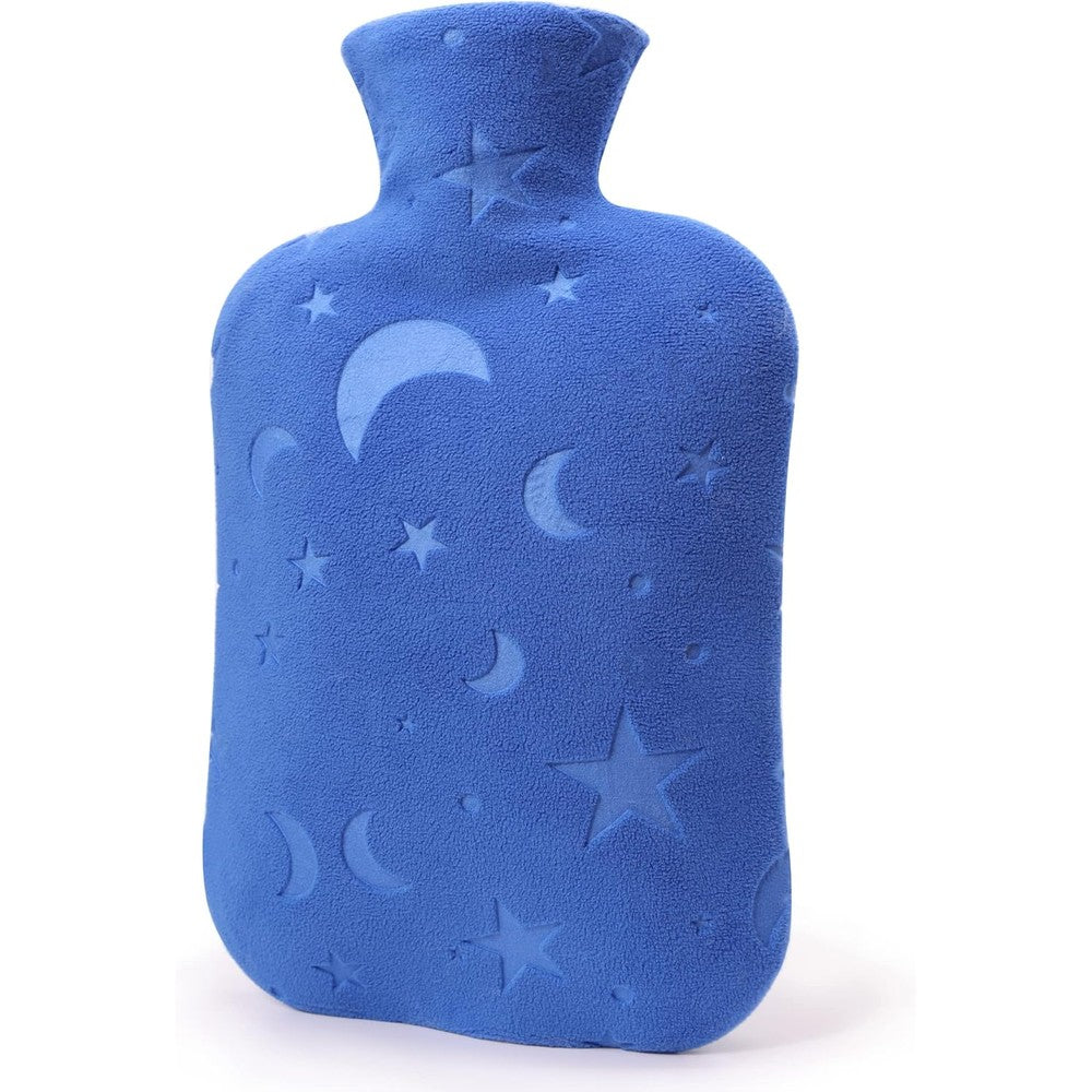 DICEVER Oziral 2L Hot Water Bottle with blue soft celestial cover front view for menstrual cramps relief.