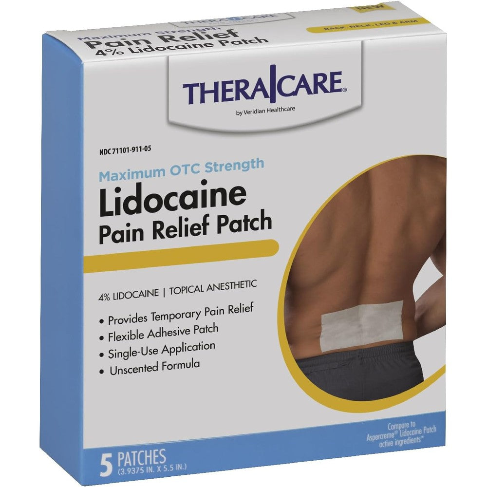 TheraCare pain relief patch 4% lidocaine box front view