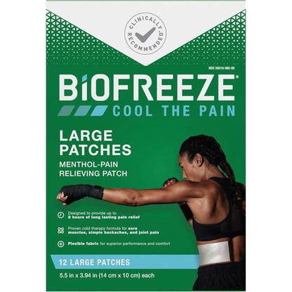 Biofreeze Large Menthol Pain Relief Patches box front view