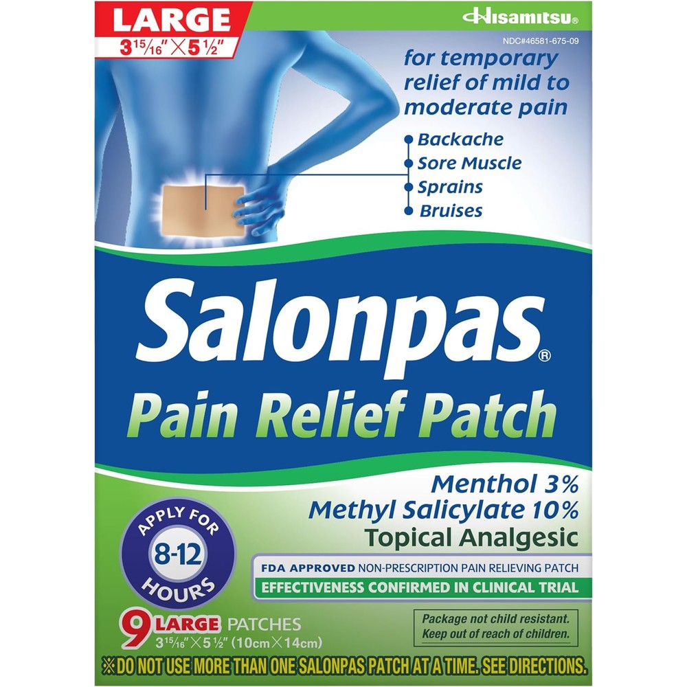 Salonpas Pain Relief Patch Large 9 Count front view