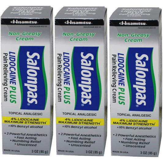 Salonpas Lidocaine Plus Pain Relieving Cream 3 pack front view