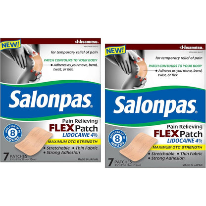 Salonpas Temporary Pain Relieving Flex Patch box front view