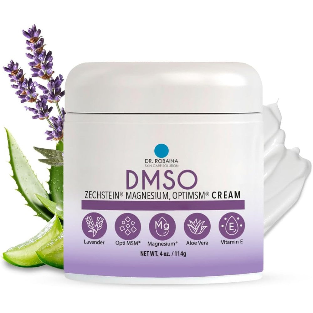Dr. Robaina Lavender DMSO Cream 4 Ounce jar front view for muscle comfort