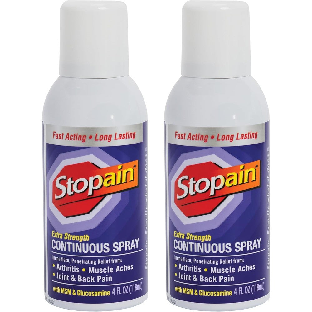 Stopain Extra Strength pain relief spray 2 pack front view