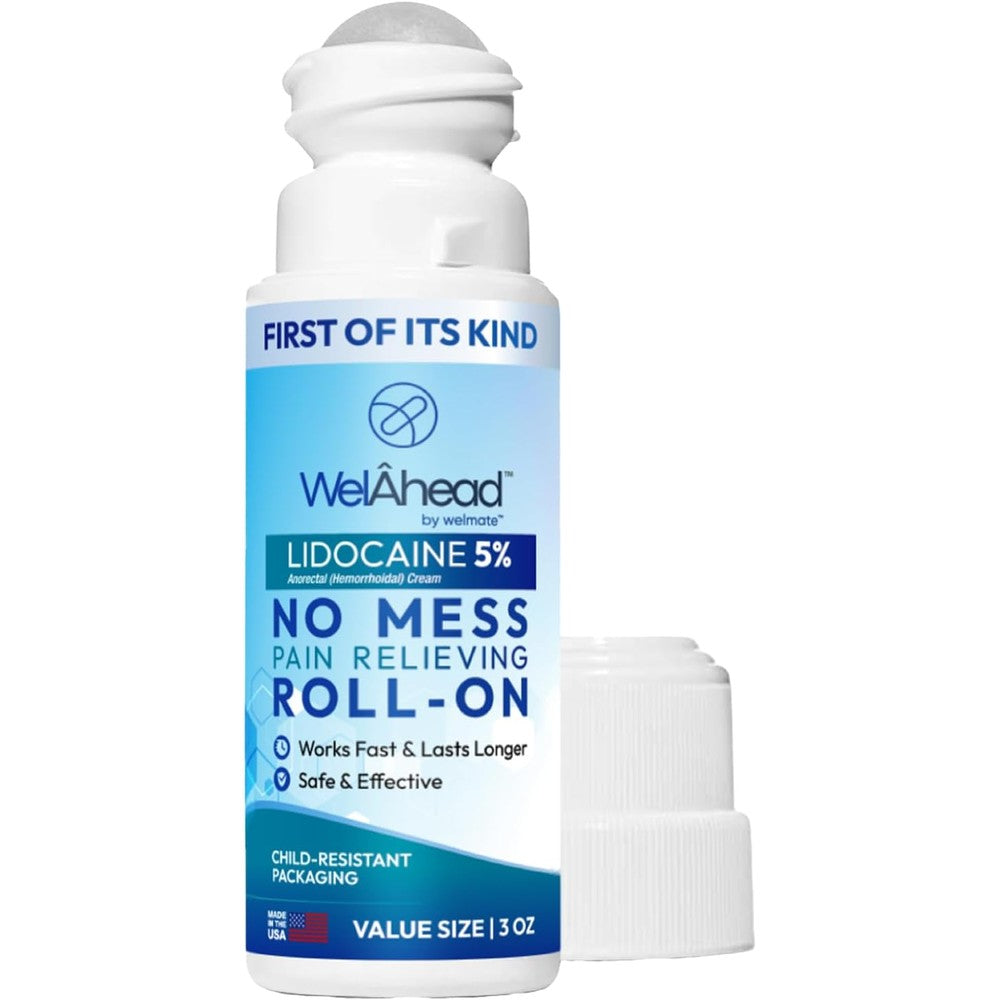 Welmate 5% Lidocaine Roll On 3 Ounce front view