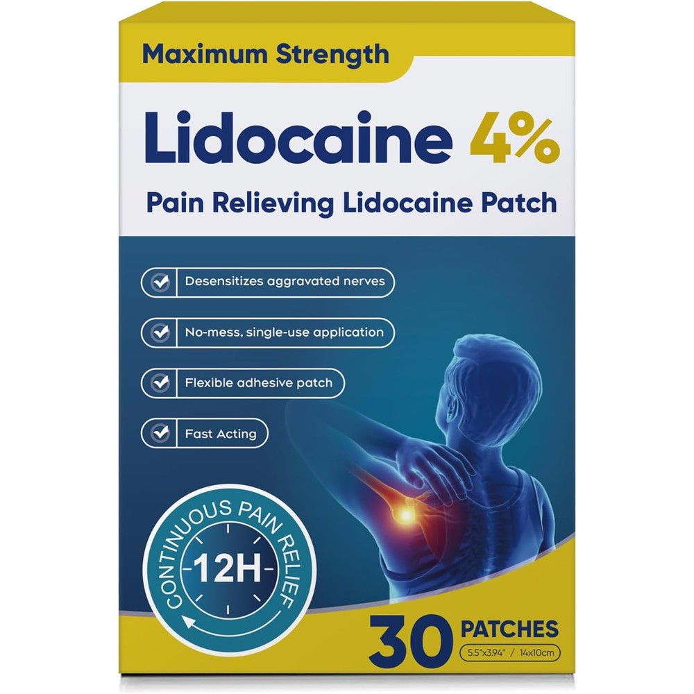 Sumifun 4% Lidocaine Pain Relief Patches 30 count front view packaging
