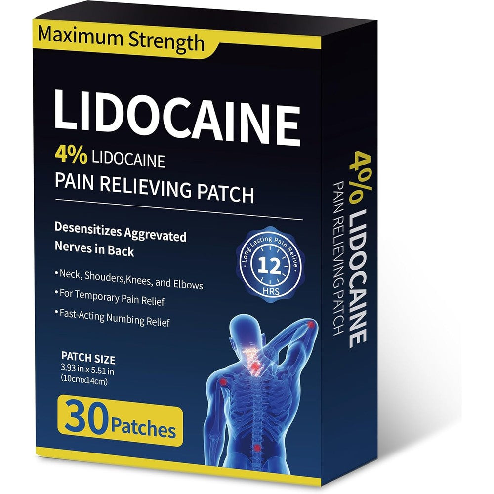 Sumifun 4% Lidocaine Pain Relief Patches 30 Count box front view