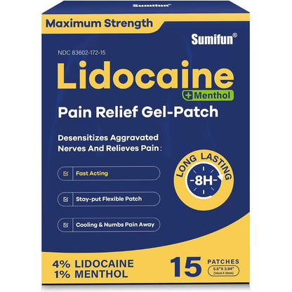 Sumifun 4 Percent Lidocaine Patches Plus 1 Percent Menthol box front view