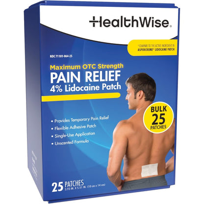 HealthWise 4 Percent Lidocaine Pain Relief Patch box front view