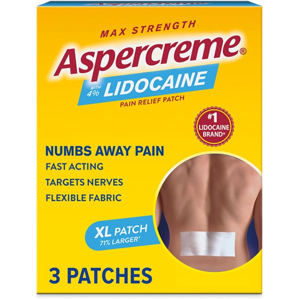 Aspercreme Lidocaine Pain Relief Patch XL 3 Count front view