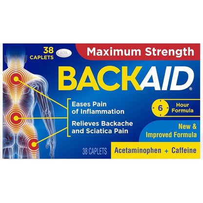Backaid Maximum Strength Aspirin-Free Pain Relief 38 Count front bottle view