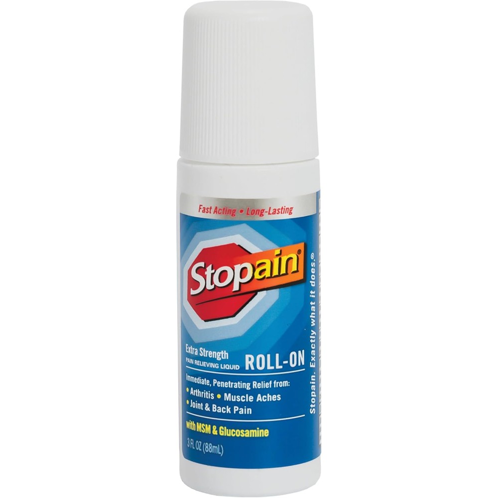 Stopain Extra Strength Pain Relief Roll On Gel front view packaging