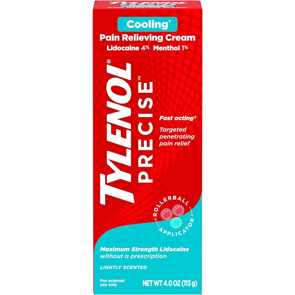 Tylenol Precise Cooling Sensation Lidocaine Cream With 4 Percent Lidocaine And 1 Percent Menthol Maximum Strength Pain Relief For Muscle And Joint ... - Image 1