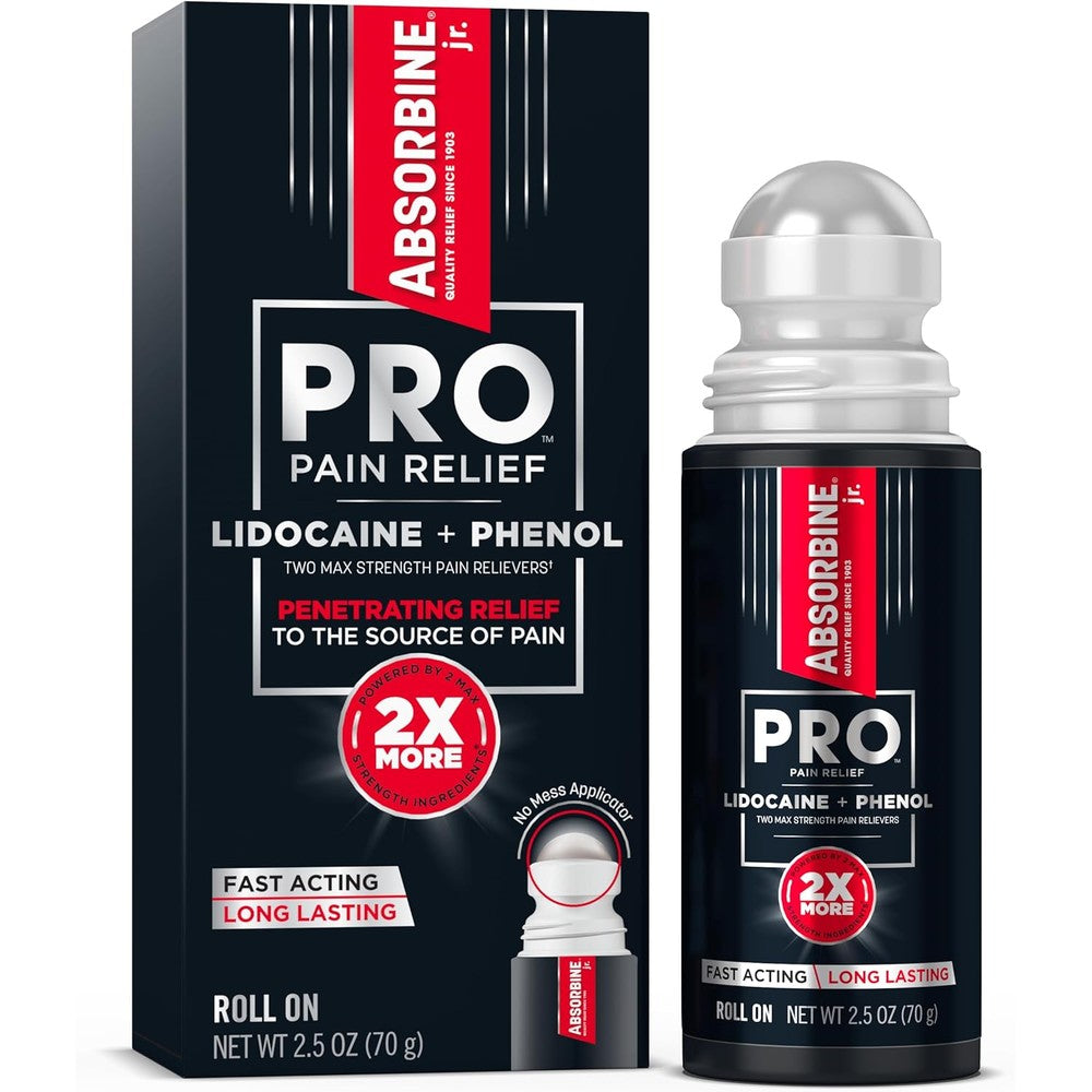 Absorbine Jr. Pro Maximum Strength Lidocaine And Phenol Pain Relief Roll-On, Fast-Acting Nerve And Muscle Relief, 2.5 Ounces - Image 1