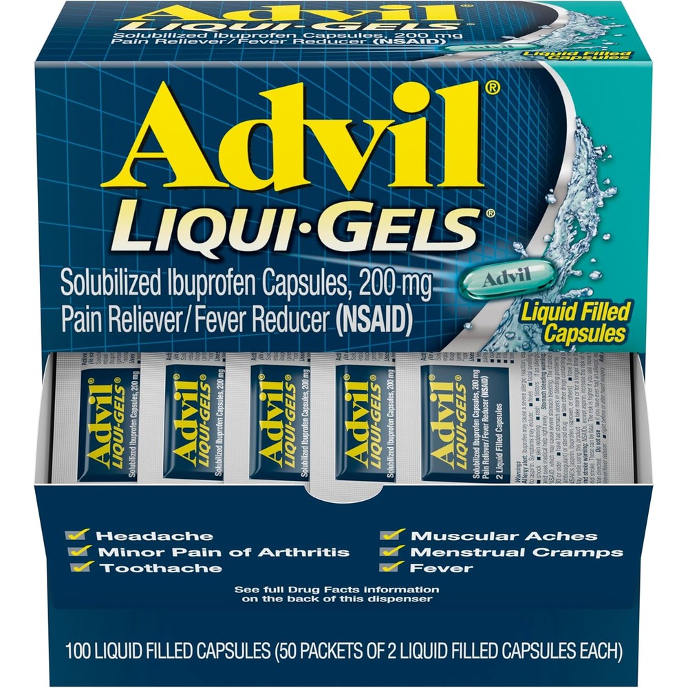 Advil Liqui-Gels 50x2 pack front view pain relief medicine
