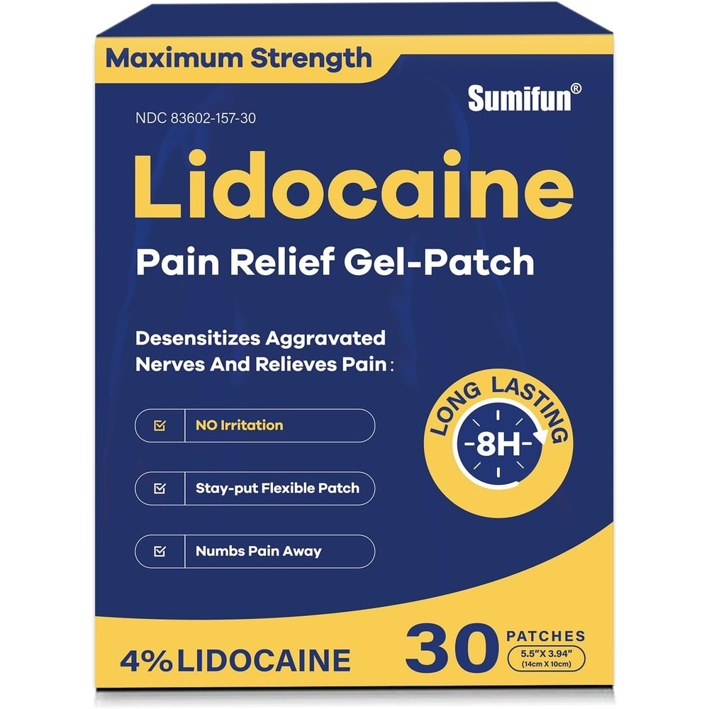 Sumifun 4% Lidocaine Pain Relief Patches 30 Count front of box