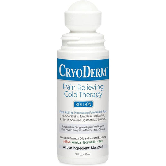 CryoDerm Cold Therapy Pain Relieving Roll On front view bottle