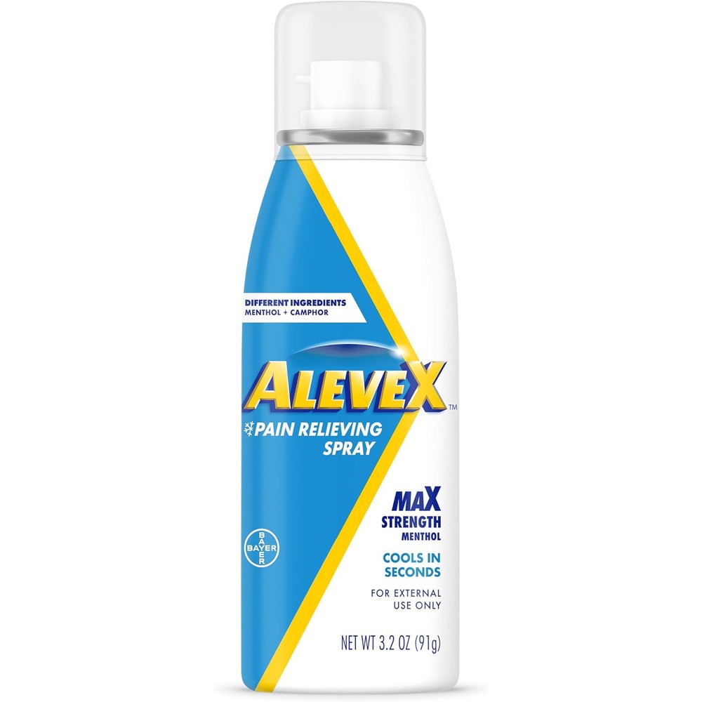 AleveX Pain Relieving Spray front packaging view for topical joint muscle pain relief