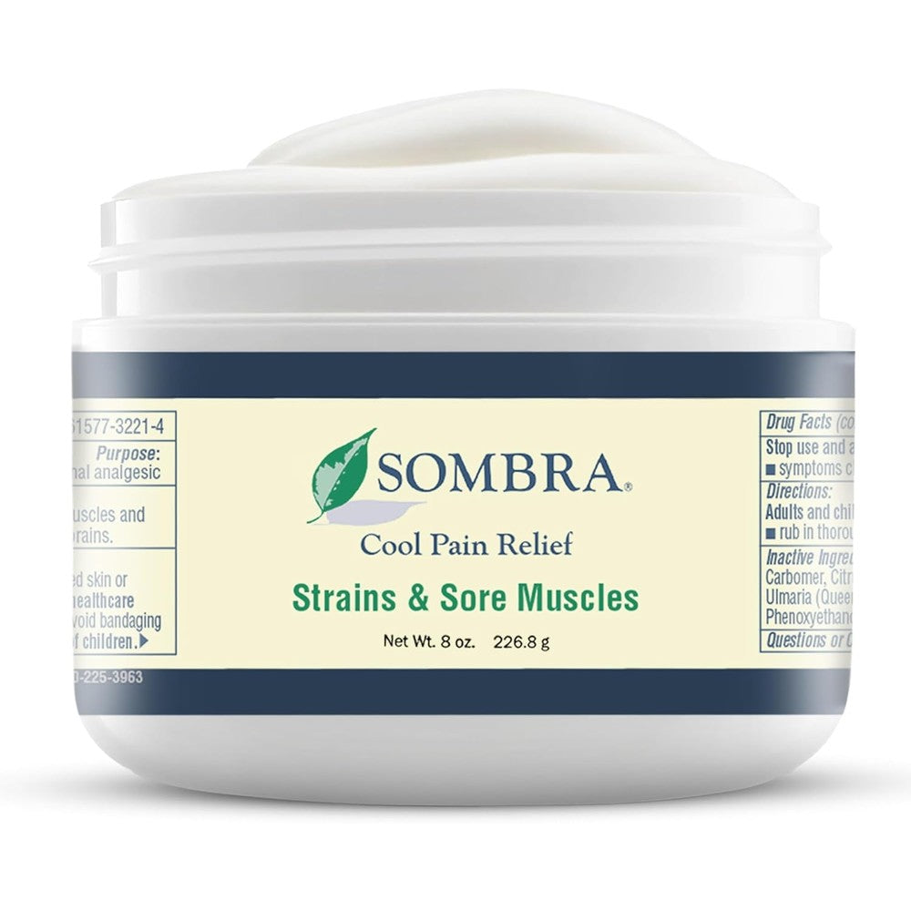 Sombra Cool Pain Relief Gel 8 Ounce Jar front view showing brand label