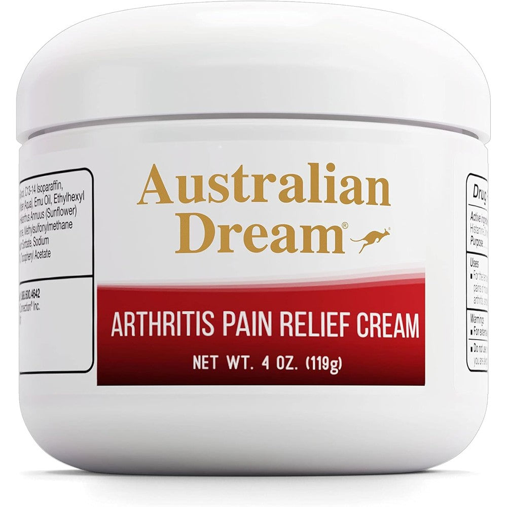 Australian Dream Arthritis Pain Relief Cream front view of four ounce packaging jar