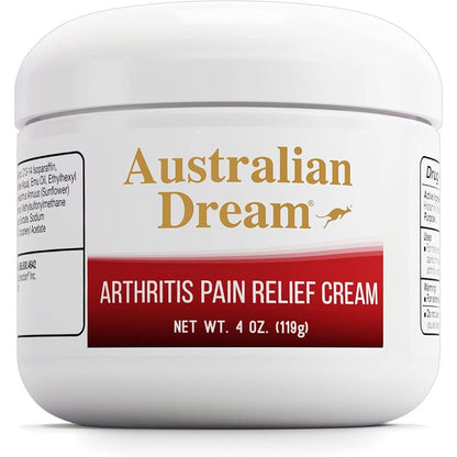 Australian Dream Arthritis Pain Relief Cream front view of four ounce packaging jar