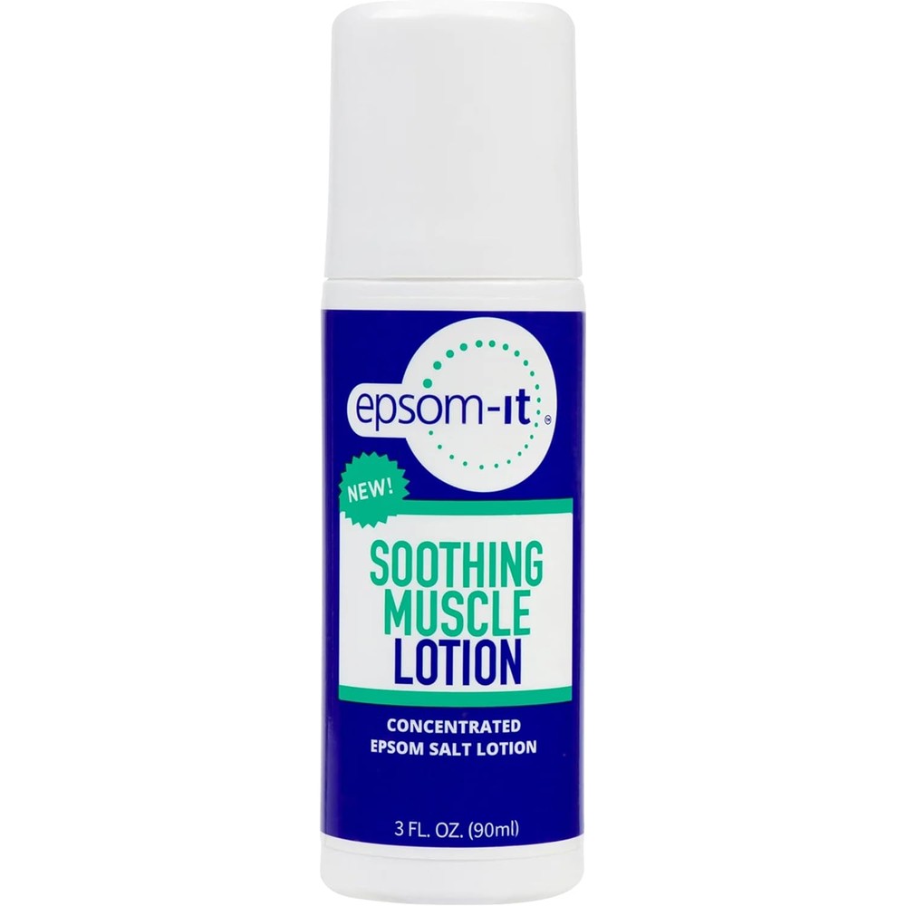 Epsom-It Soothing Muscle Lotion front view bottle for muscle pain relief