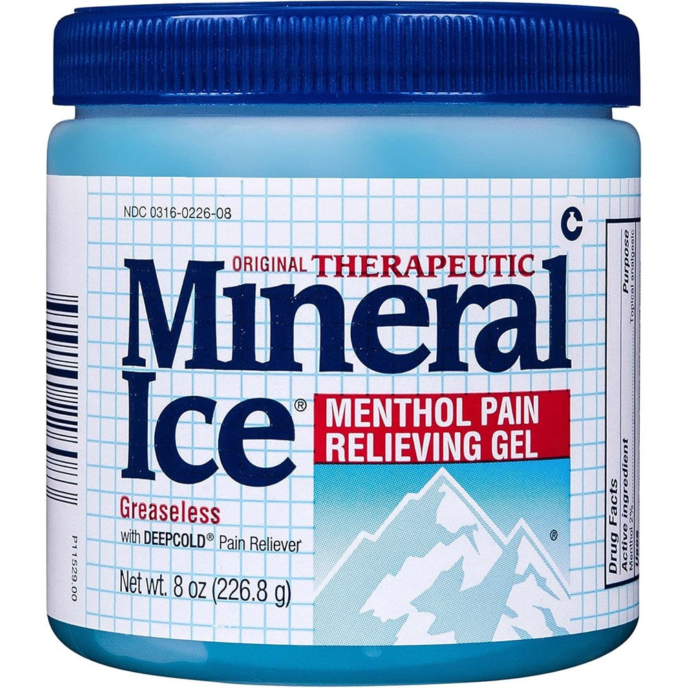 Mineral Ice therapeutic menthol pain relief gel front view packaging