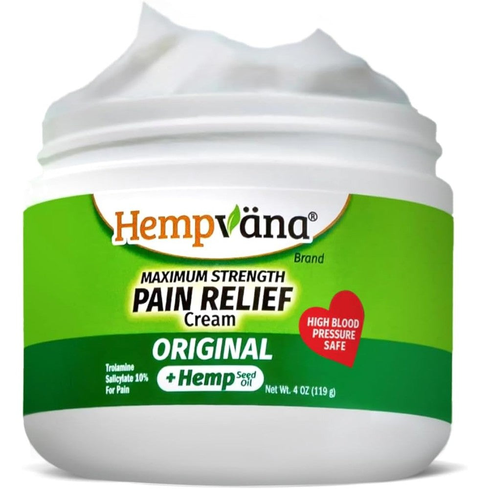 Hempvana Original Relief Cream Maximum Strength four ounce jar front view
