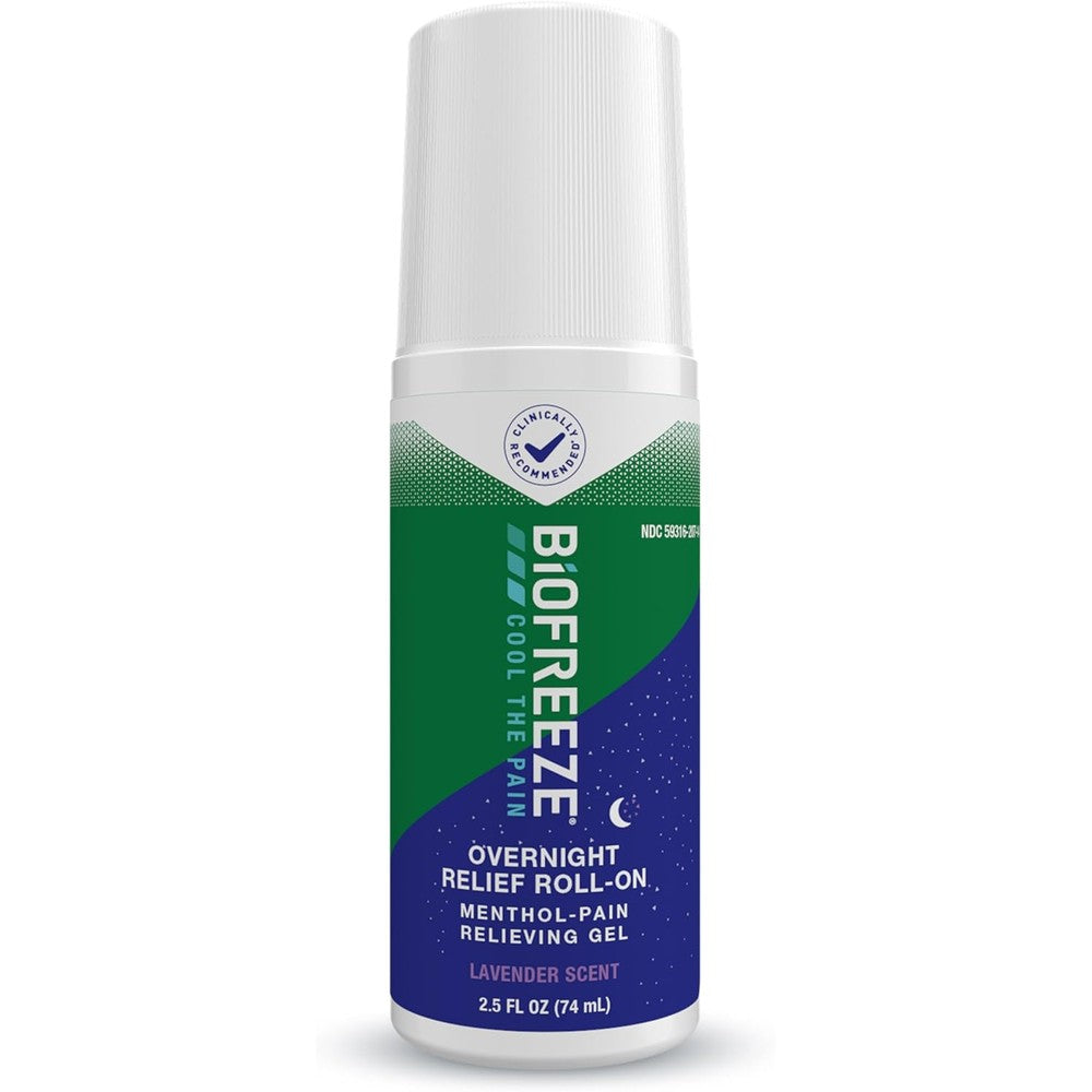 Biofreeze Overnight Pain Relief Roll On Gel front view bottle