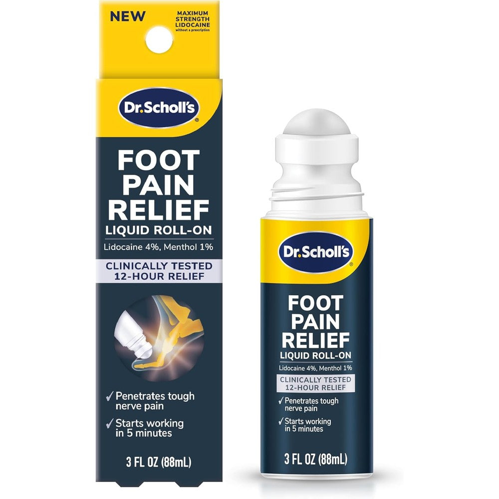 Dr Scholls Foot Pain Relief Liquid Roll On three ounce bottle front view