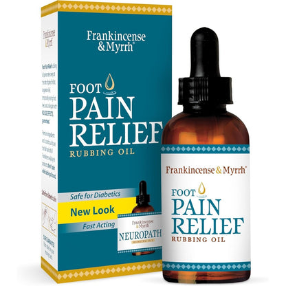 Frankincense and Myrrh Neuropathy Foot Pain Relief Rubbing Oil front bottle view for nerve pain management