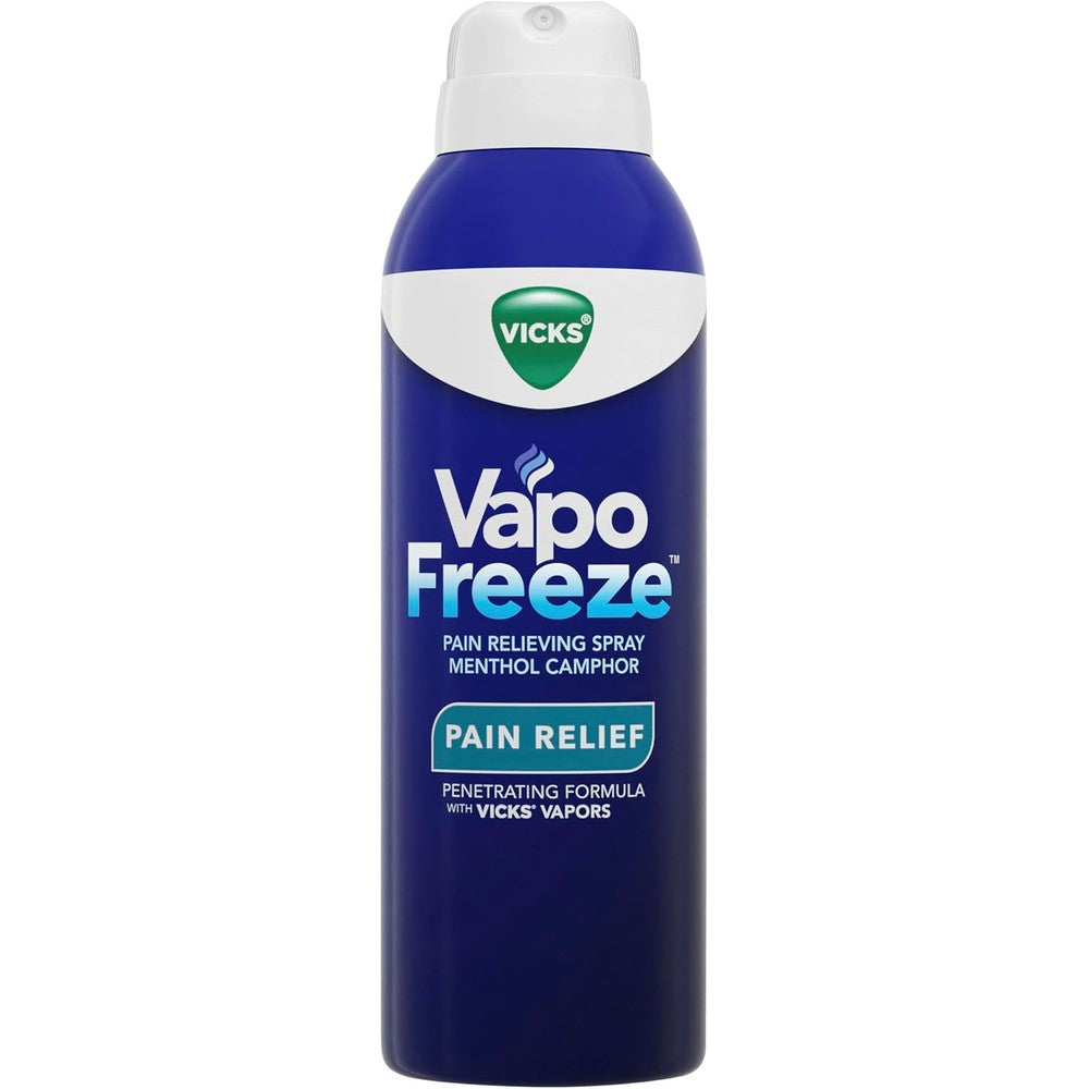 Vicks VapoFreeze Menthol Pain Relieving Spray three ounce front view bottle