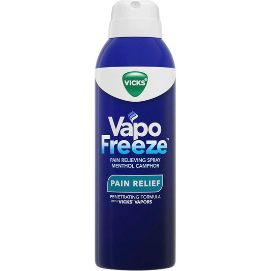 Vicks VapoFreeze Menthol Pain Relieving Spray three ounce front view bottle