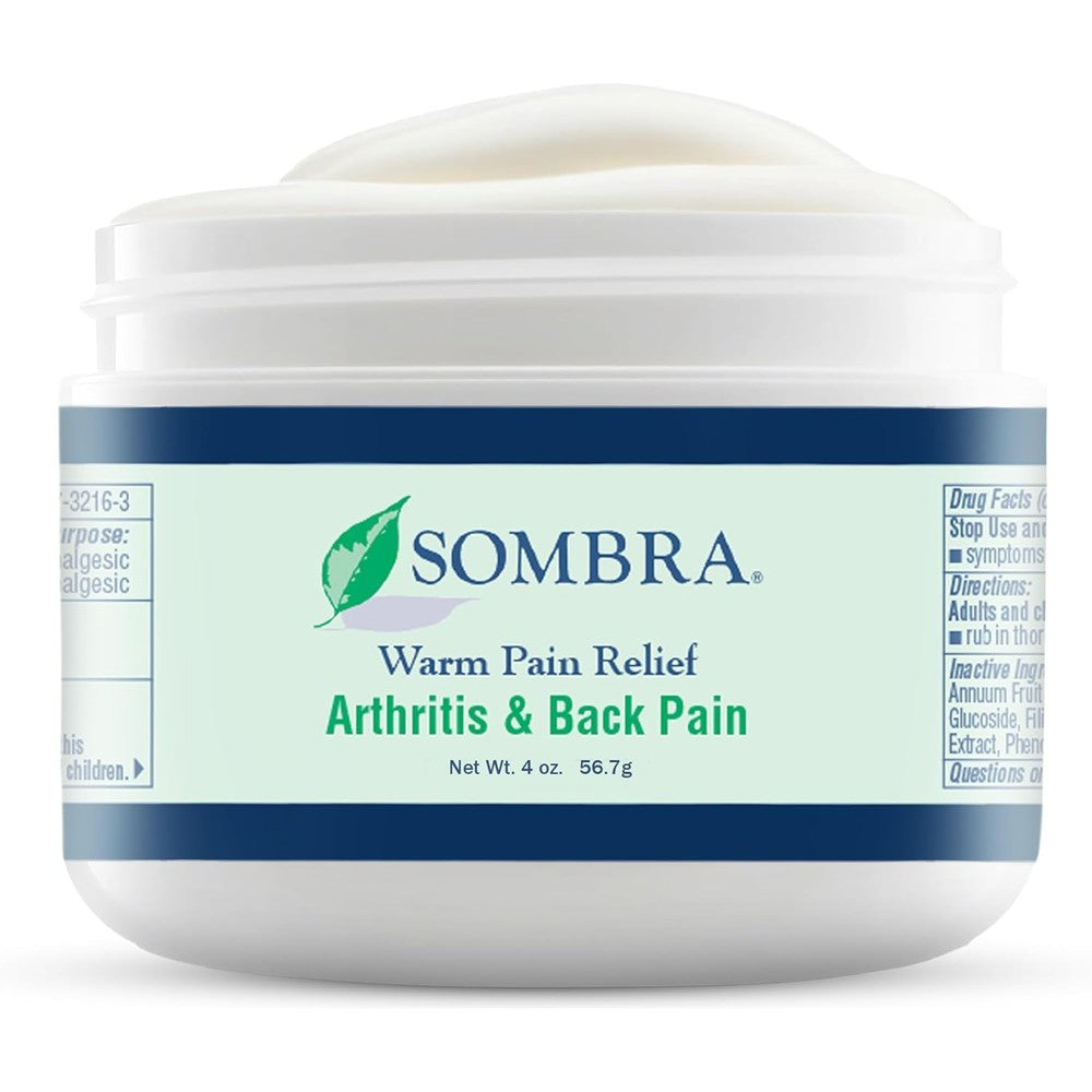 Sombra Warm Therapy Natural Pain Relieving Gel front view of four ounce jar