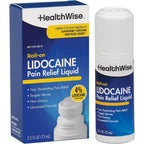 HealthWise 4 Percent Lidocaine Pain Relief Roll On front view showing bottle packaging