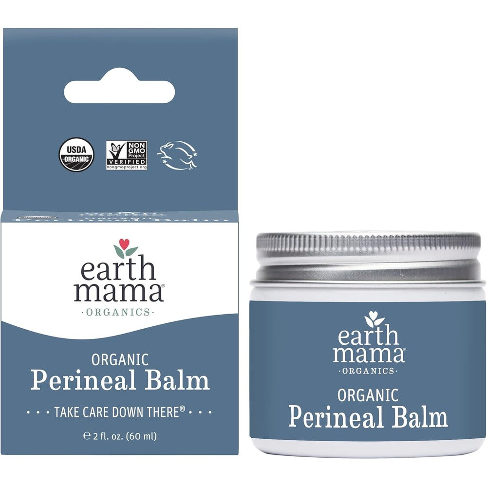 Earth Mama Organic Perineal Balm front view container for postpartum relief