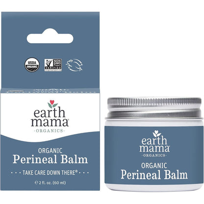 Earth Mama Organic Perineal Balm front view container for postpartum relief