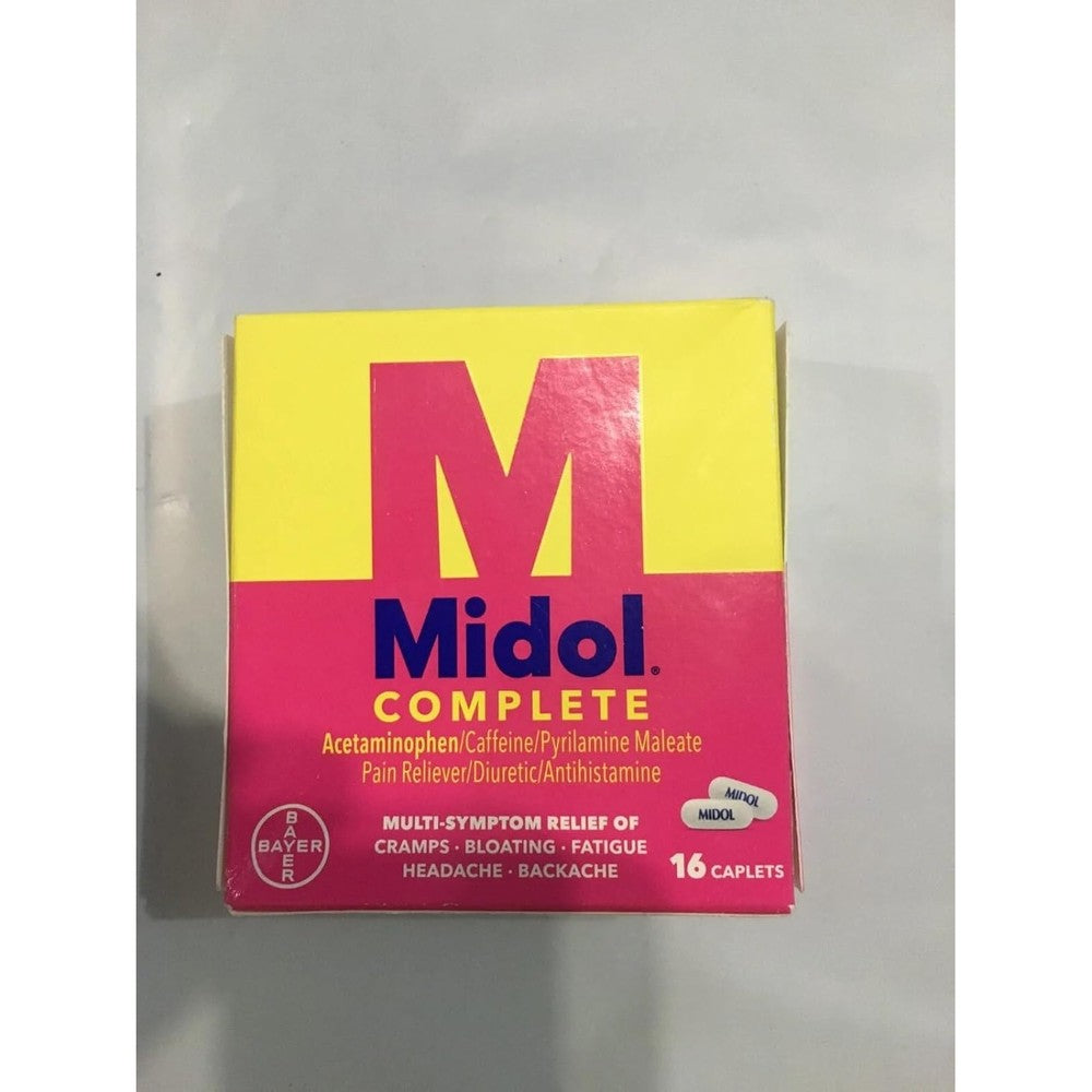 Midol Complete Multi Symptom Relief 16 caplets front view for menstrual pain relief