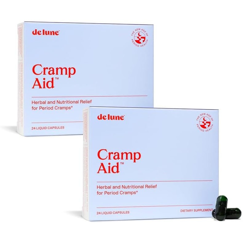 De Lune Cramp Aid liquid capsules front view product packaging