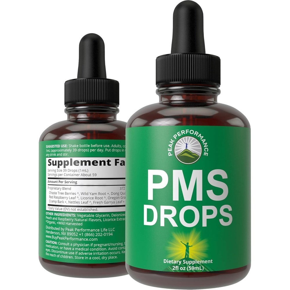 Peak Performance PMS Relief 9-In-1 liquid drops front bottle view